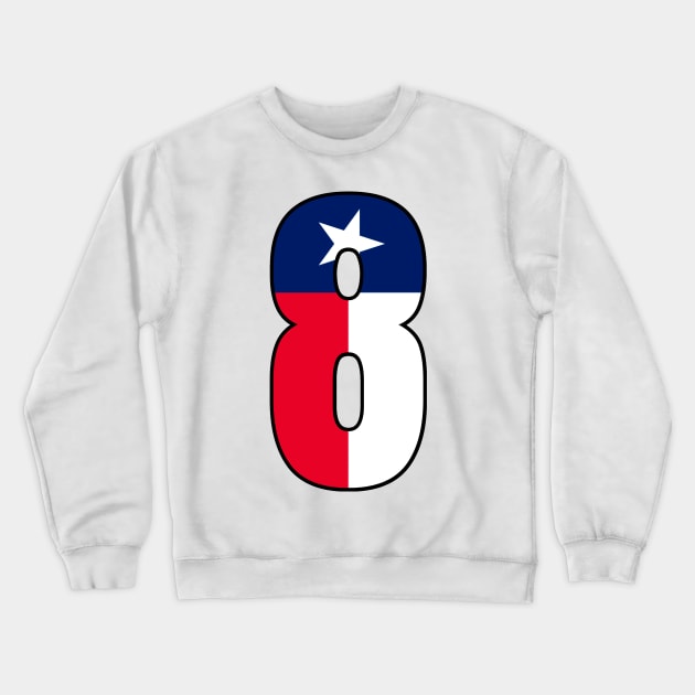 Number 8 Texas Flag Crewneck Sweatshirt by la chataigne qui vole ⭐⭐⭐⭐⭐